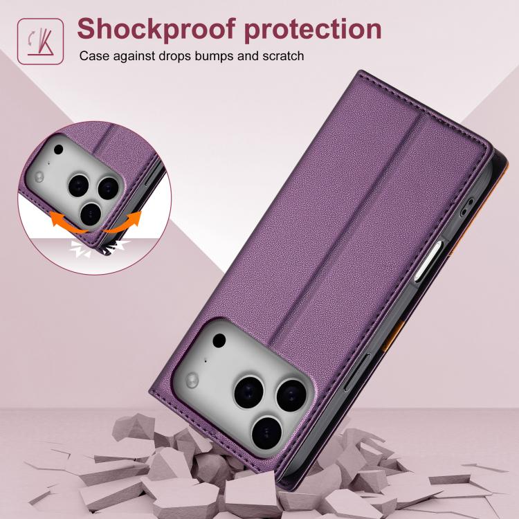 For iPhone 17 Pro N.BEKUS P3 RFID Stitching Magnetic Flip Leather Phone Case(Purple) - iPhone 17 Pro Cases by N.BEKUS | Online Shopping UK | buy2fix