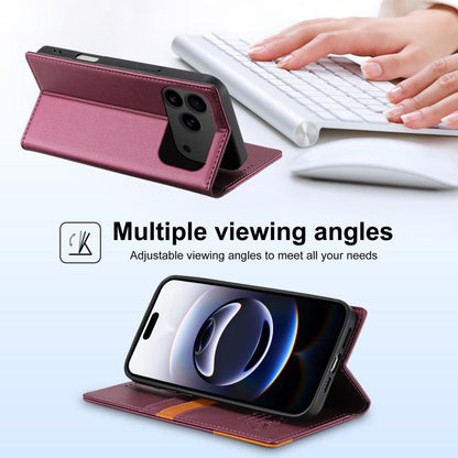 For iPhone 17 Pro N.BEKUS P3 RFID Stitching Magnetic Flip Leather Phone Case(Wine Red) - iPhone 17 Pro Cases by N.BEKUS | Online Shopping UK | buy2fix