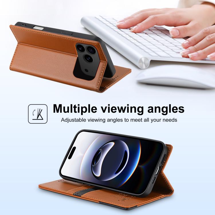 For iPhone 17 Pro N.BEKUS P3 RFID Stitching Magnetic Flip Leather Phone Case(Brown) - iPhone 17 Pro Cases by N.BEKUS | Online Shopping UK | buy2fix