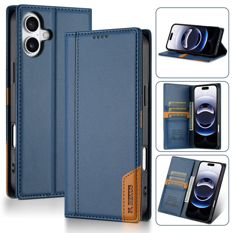For iPhone 17 N.BEKUS P3 RFID Stitching Magnetic Flip Leather Phone Case(Blue) - iPhone 17 Cases by N.BEKUS | Online Shopping UK | buy2fix