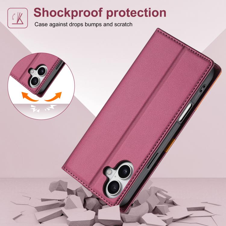 For iPhone 17 N.BEKUS P3 RFID Stitching Magnetic Flip Leather Phone Case(Wine Red) - iPhone 17 Cases by N.BEKUS | Online Shopping UK | buy2fix