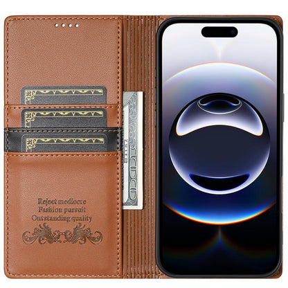 For iPhone 17 N.BEKUS P3 RFID Stitching Magnetic Flip Leather Phone Case(Brown) - iPhone 17 Cases by N.BEKUS | Online Shopping UK | buy2fix