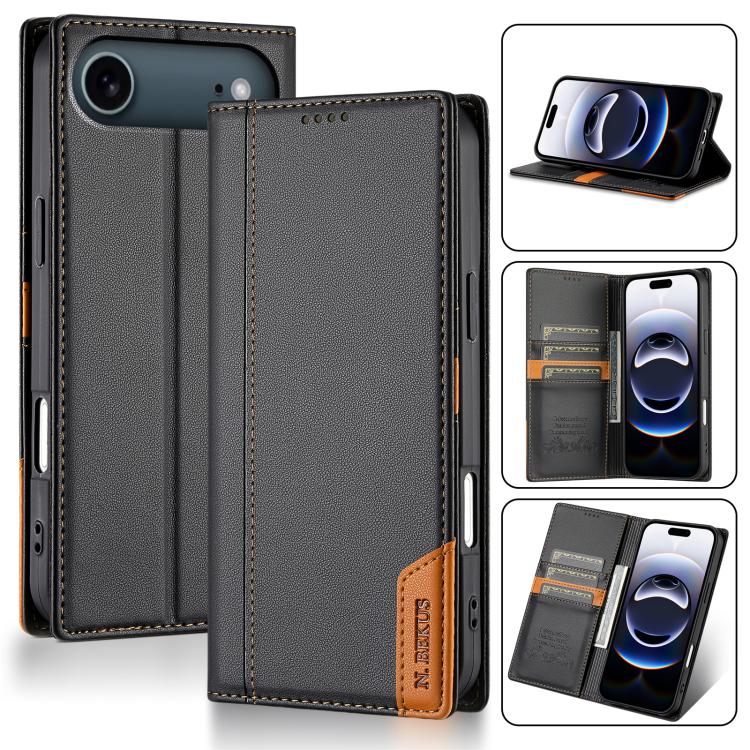 For iPhone 17 Air N.BEKUS P3 RFID Stitching Magnetic Flip Leather Phone Case(Black) - iPhone 17 Air Cases by N.BEKUS | Online Shopping UK | buy2fix