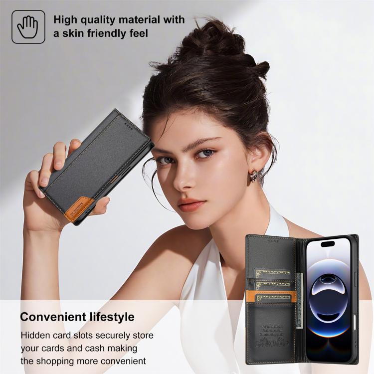 For iPhone 17 Air N.BEKUS P3 RFID Stitching Magnetic Flip Leather Phone Case(Black) - iPhone 17 Air Cases by N.BEKUS | Online Shopping UK | buy2fix