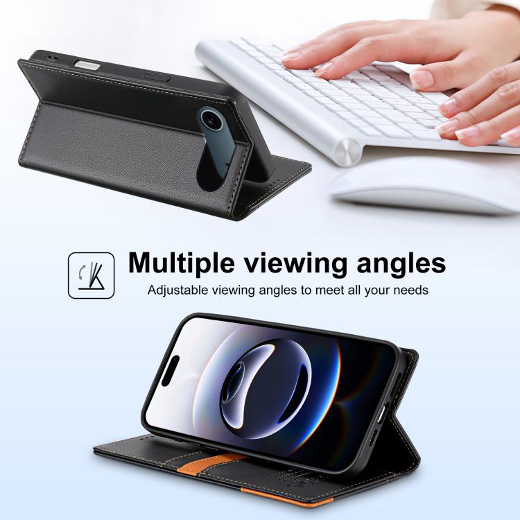 For iPhone 17 Air N.BEKUS P3 RFID Stitching Magnetic Flip Leather Phone Case(Black) - iPhone 17 Air Cases by N.BEKUS | Online Shopping UK | buy2fix