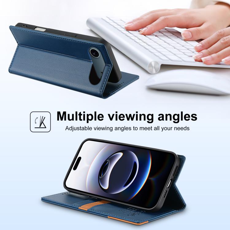 For iPhone 17 Air N.BEKUS P3 RFID Stitching Magnetic Flip Leather Phone Case(Blue) - iPhone 17 Air Cases by N.BEKUS | Online Shopping UK | buy2fix