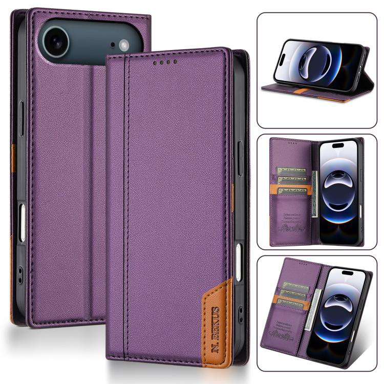 For iPhone Air N.BEKUS P3 RFID Stitching Magnetic Flip Leather Phone Case(Purple) - iPhone Air Cases by N.BEKUS | Online Shopping UK | buy2fix