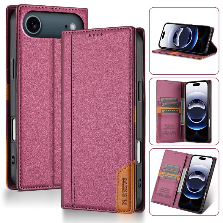 For iPhone 17 Air N.BEKUS P3 RFID Stitching Magnetic Flip Leather Phone Case(Wine Red) - iPhone 17 Air Cases by N.BEKUS | Online Shopping UK | buy2fix