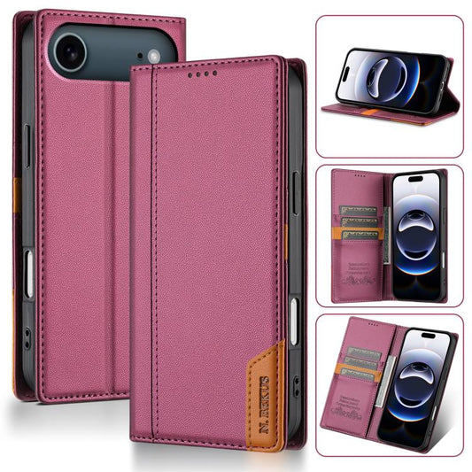 For iPhone 17 Air N.BEKUS P3 RFID Stitching Magnetic Flip Leather Phone Case(Wine Red) - iPhone 17 Air Cases by N.BEKUS | Online Shopping UK | buy2fix