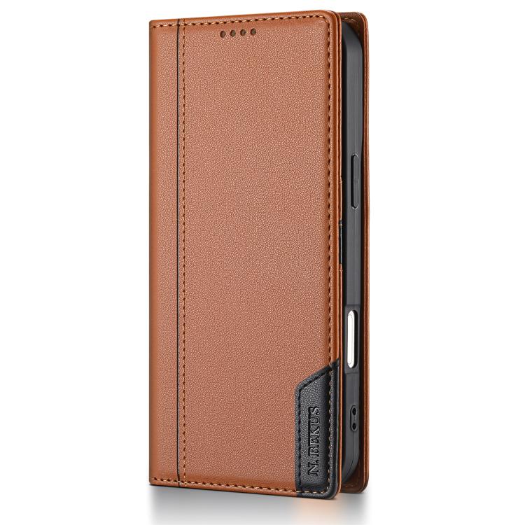For iPhone Air N.BEKUS P3 RFID Stitching Magnetic Flip Leather Phone Case(Brown) - iPhone Air Cases by N.BEKUS | Online Shopping UK | buy2fix
