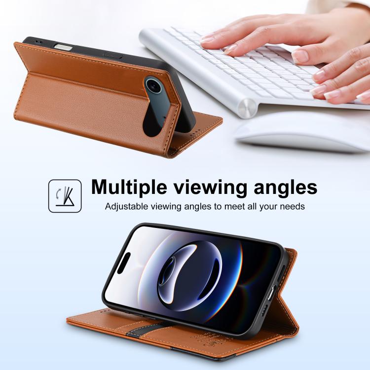 For iPhone Air N.BEKUS P3 RFID Stitching Magnetic Flip Leather Phone Case(Brown) - iPhone Air Cases by N.BEKUS | Online Shopping UK | buy2fix