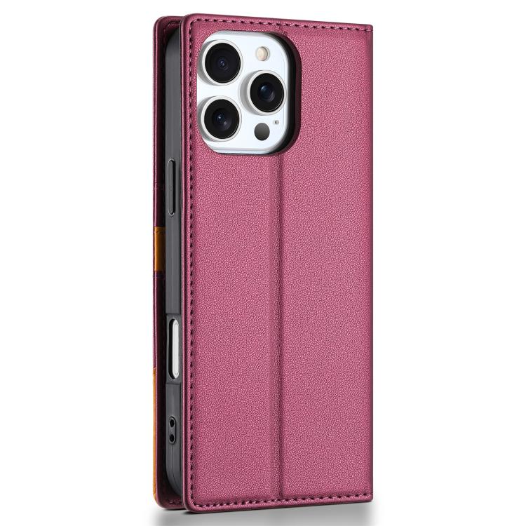 For iPhone 16 Pro Max N.BEKUS P3 RFID Stitching Magnetic Flip Leather Phone Case(Wine Red) - iPhone 16 Pro Max Cases by N.BEKUS | Online Shopping UK | buy2fix