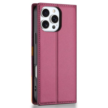 For iPhone 16 Pro Max N.BEKUS P3 RFID Stitching Magnetic Flip Leather Phone Case(Wine Red) - iPhone 16 Pro Max Cases by N.BEKUS | Online Shopping UK | buy2fix
