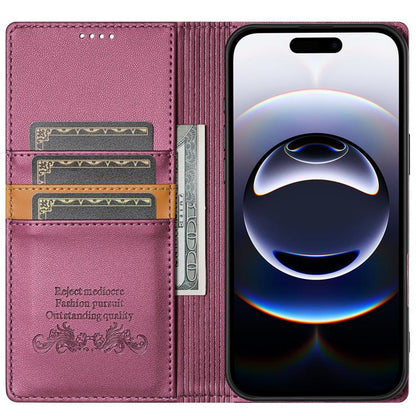 For iPhone 16 Pro Max N.BEKUS P3 RFID Stitching Magnetic Flip Leather Phone Case(Wine Red) - iPhone 16 Pro Max Cases by N.BEKUS | Online Shopping UK | buy2fix