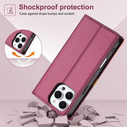 For iPhone 16 Pro Max N.BEKUS P3 RFID Stitching Magnetic Flip Leather Phone Case(Wine Red) - iPhone 16 Pro Max Cases by N.BEKUS | Online Shopping UK | buy2fix