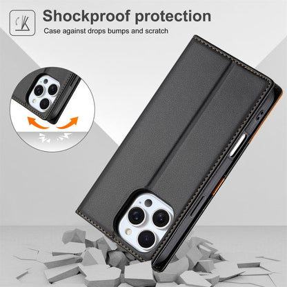 For iPhone 16 Pro N.BEKUS P3 RFID Stitching Magnetic Flip Leather Phone Case(Black) - iPhone 16 Pro Cases by N.BEKUS | Online Shopping UK | buy2fix