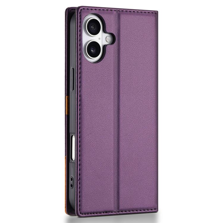 For iPhone 16 N.BEKUS P3 RFID Stitching Magnetic Flip Leather Phone Case(Purple) - iPhone 16 Cases by N.BEKUS | Online Shopping UK | buy2fix