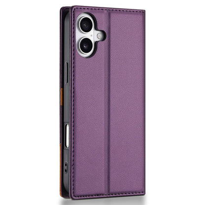 For iPhone 16 N.BEKUS P3 RFID Stitching Magnetic Flip Leather Phone Case(Purple) - iPhone 16 Cases by N.BEKUS | Online Shopping UK | buy2fix