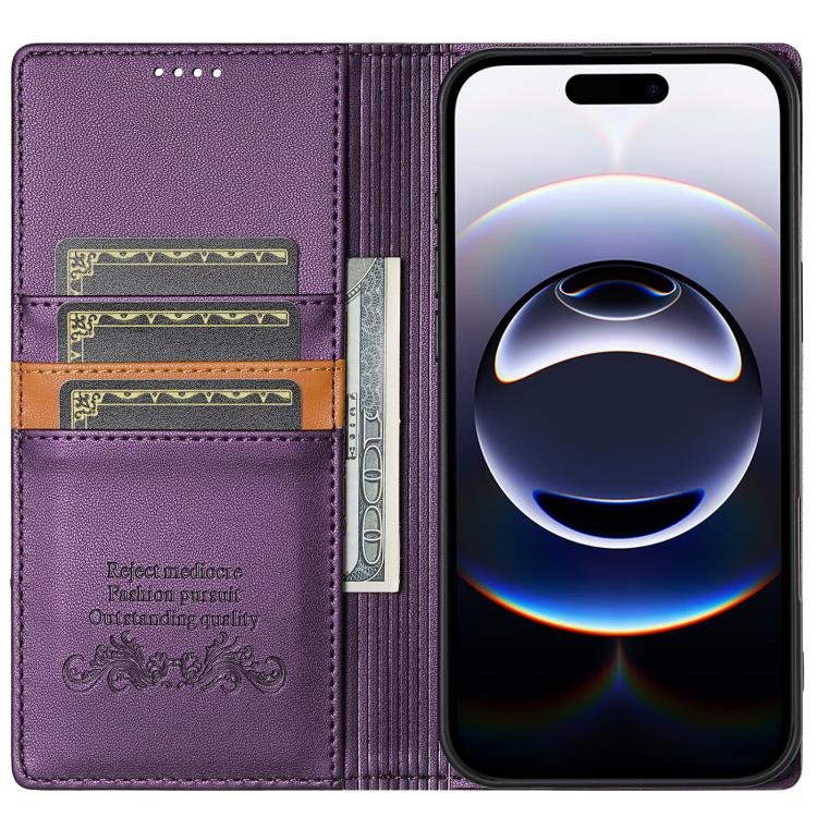 For iPhone 16 N.BEKUS P3 RFID Stitching Magnetic Flip Leather Phone Case(Purple) - iPhone 16 Cases by N.BEKUS | Online Shopping UK | buy2fix