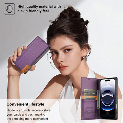 For iPhone 16 N.BEKUS P3 RFID Stitching Magnetic Flip Leather Phone Case(Purple) - iPhone 16 Cases by N.BEKUS | Online Shopping UK | buy2fix