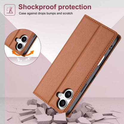 For iPhone 16 N.BEKUS P3 RFID Stitching Magnetic Flip Leather Phone Case(Brown) - iPhone 16 Cases by N.BEKUS | Online Shopping UK | buy2fix