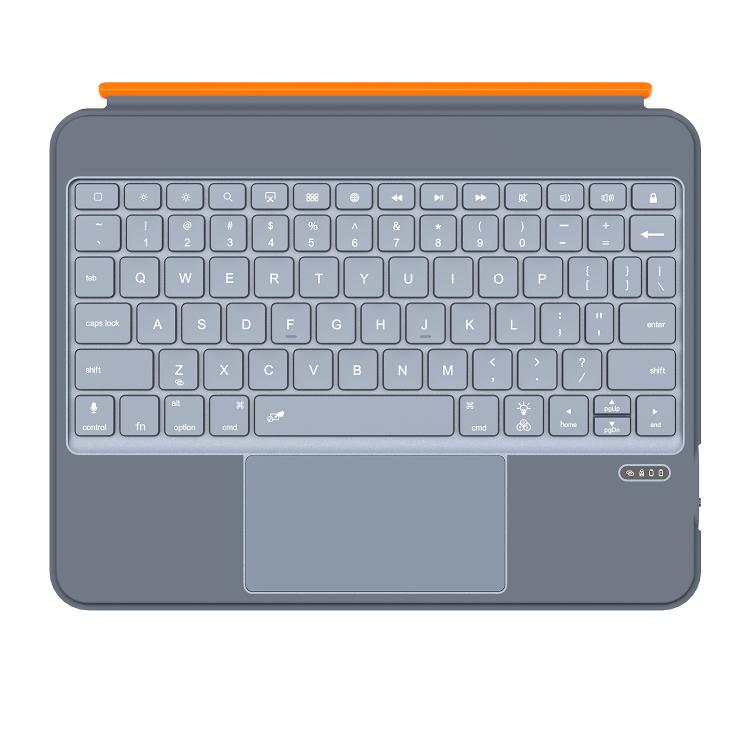 For iPad Air 11 2025 / iPad 2025 / 2022 Colorful Backlight Bluetooth Keyboard Leather Tablet Case with Rotating Holder(Grey) - For iPad Air by buy2fix | Online Shopping UK | buy2fix