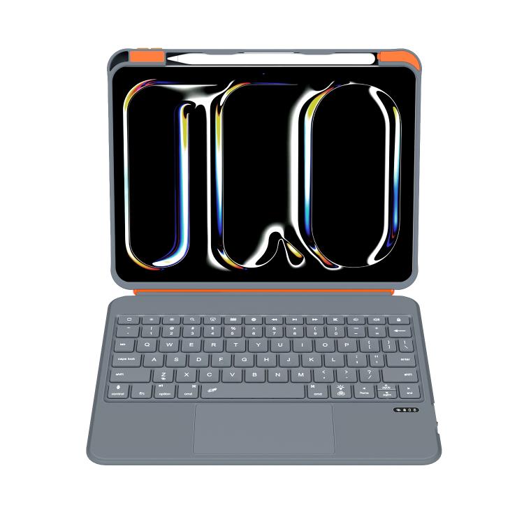 For iPad Air 11 2025 / iPad 2025 / 2022 Colorful Backlight Bluetooth Keyboard Leather Tablet Case with Rotating Holder(Grey) - For iPad Air by buy2fix | Online Shopping UK | buy2fix