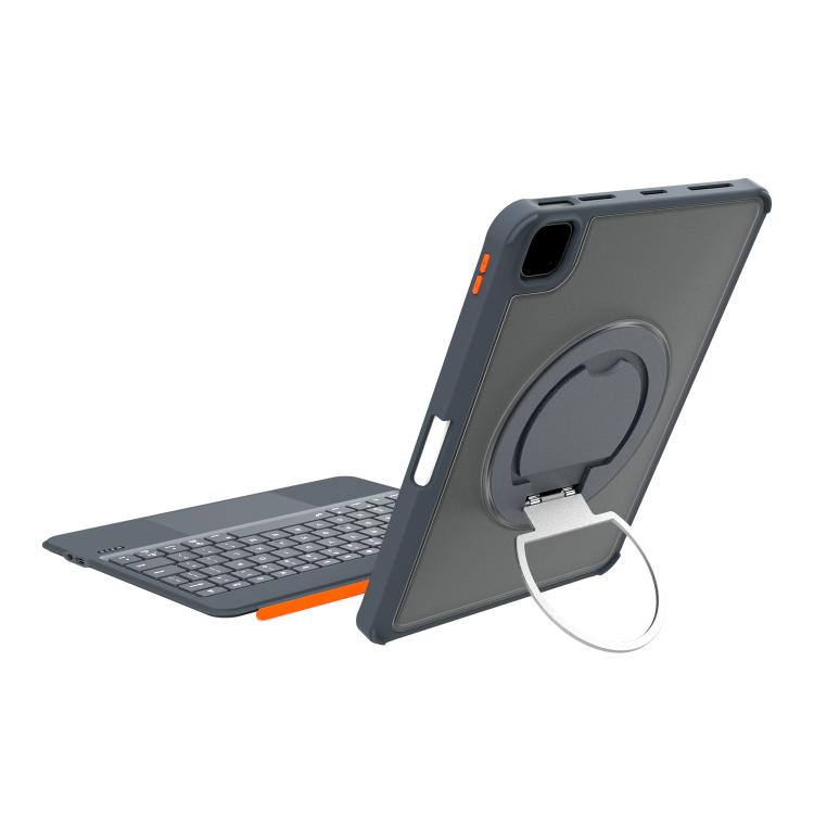 For iPad Air 11 2025 / iPad 2025 / 2022 Colorful Backlight Bluetooth Keyboard Leather Tablet Case with Rotating Holder(Grey) - For iPad Air by buy2fix | Online Shopping UK | buy2fix