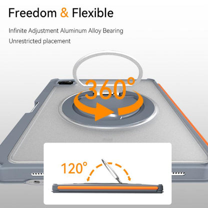 For iPad Air 11 2025 / iPad 2025 / 2022 Colorful Backlight Bluetooth Keyboard Leather Tablet Case with Rotating Holder(Grey) - For iPad Air by buy2fix | Online Shopping UK | buy2fix