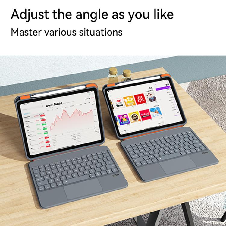 For iPad Air 11 2025 / iPad 2025 / 2022 Colorful Backlight Bluetooth Keyboard Leather Tablet Case with Rotating Holder(Grey) - For iPad Air by buy2fix | Online Shopping UK | buy2fix