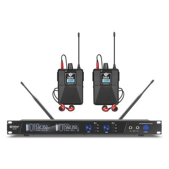 DEBRA ER-202 Professional Stage Wireless Audio Return Monitoring System with Two Receivers(AU Plug)