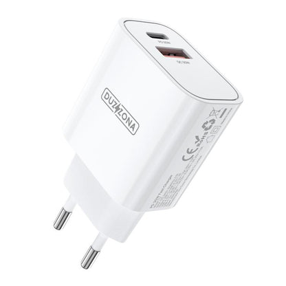 DUZZONA T12 PD30W Type-C / USB-C and USB Fast Charger, EU Plug(White) - USB Charger by DUZZONA | Online Shopping UK | buy2fix