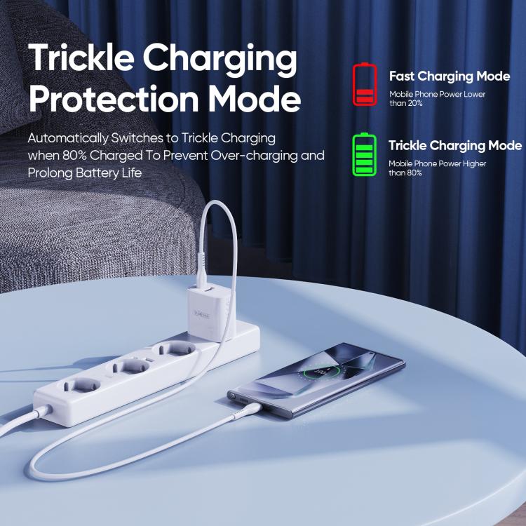 DUZZONA T12 PD30W Type-C / USB-C and USB Fast Charger, EU Plug(White) - USB Charger by DUZZONA | Online Shopping UK | buy2fix