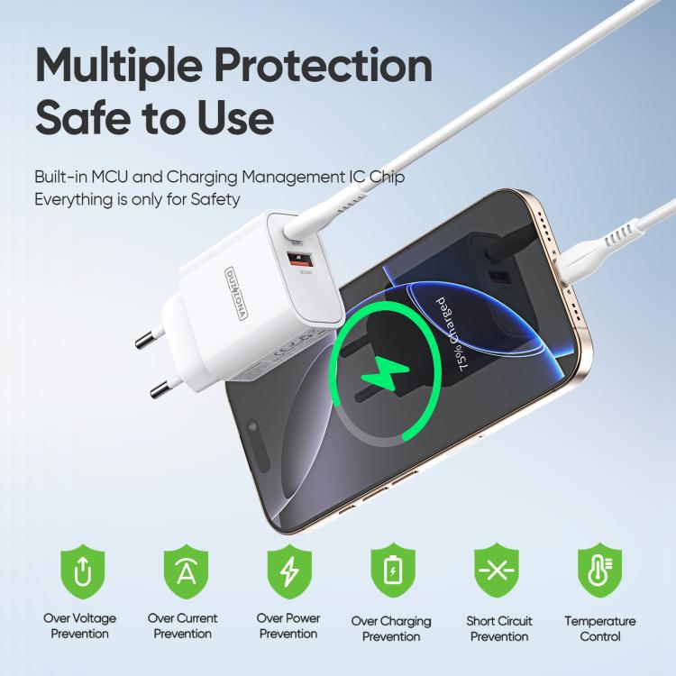 DUZZONA T12 PD30W Type-C / USB-C and USB Fast Charger, EU Plug(White) - USB Charger by DUZZONA | Online Shopping UK | buy2fix