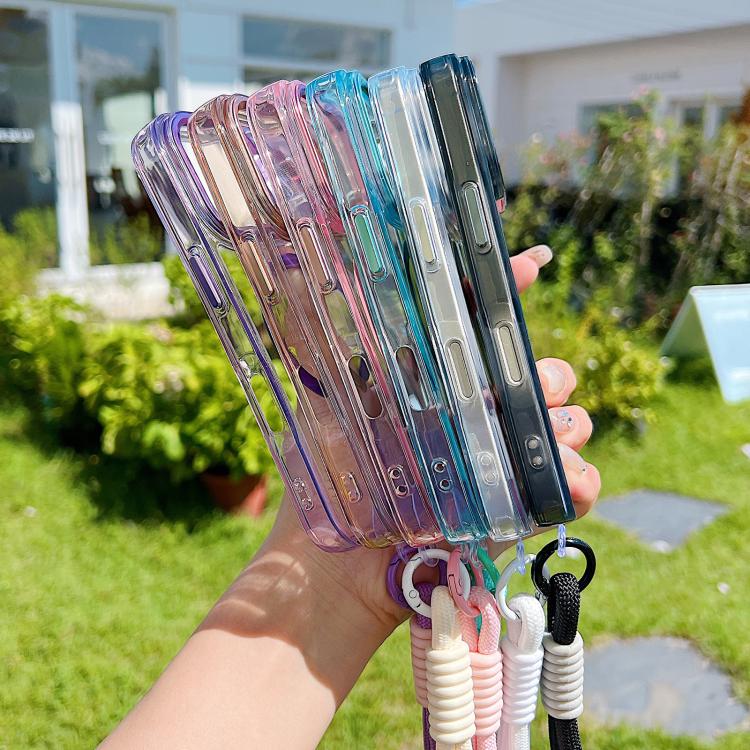 For iPhone 17 Pro Max MagSafe Magnetic Clear Phone Case with Wrist Strap(Blue) - iPhone 17 Pro Max Cases by buy2fix | Online Shopping UK | buy2fix
