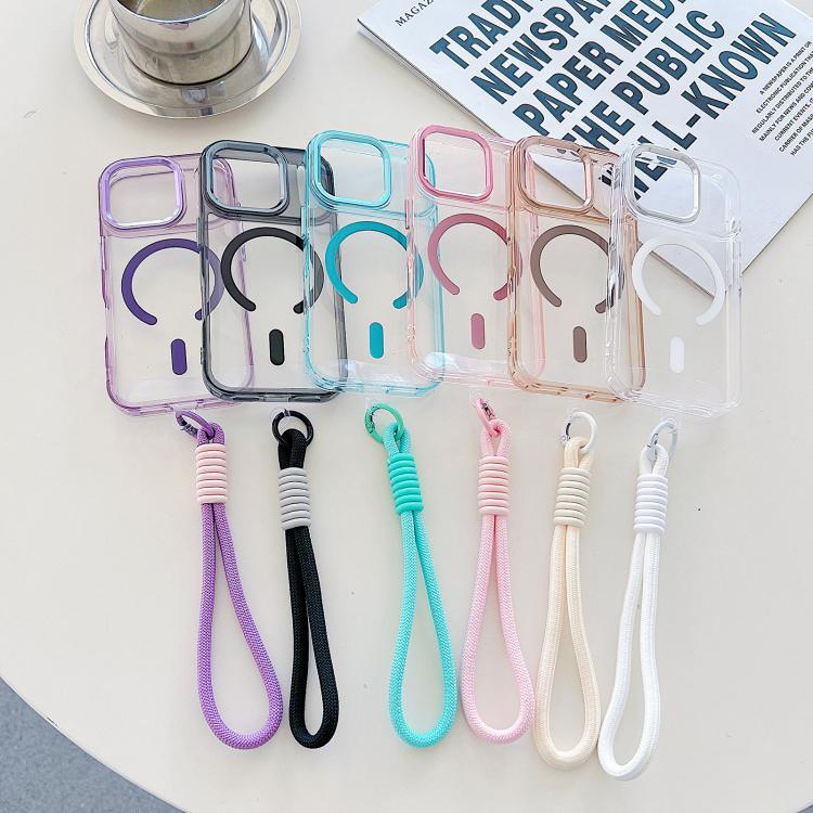 For iPhone 17 Pro Max MagSafe Magnetic Clear Phone Case with Wrist Strap(Black) - iPhone 17 Pro Max Cases by buy2fix | Online Shopping UK | buy2fix