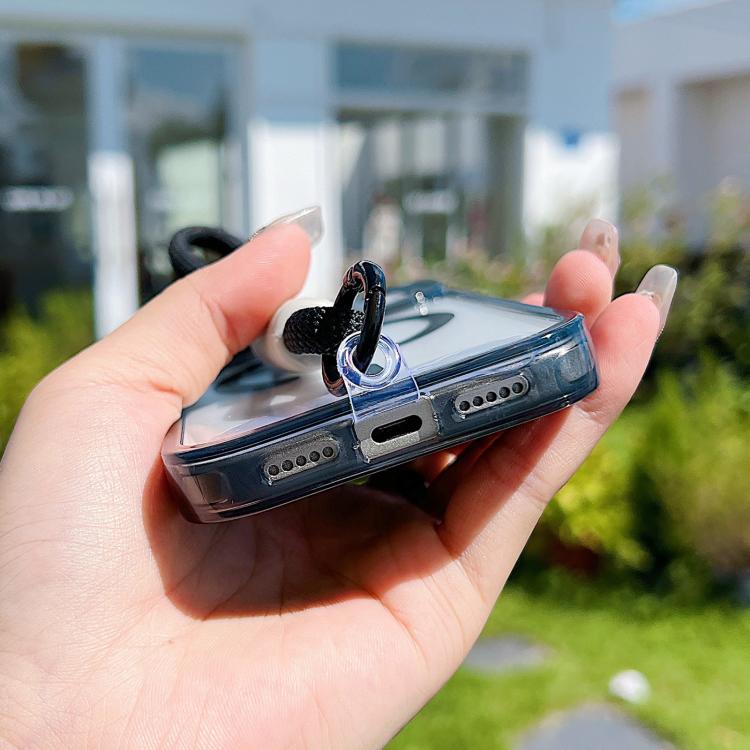 For iPhone 17 Pro Max MagSafe Magnetic Clear Phone Case with Wrist Strap(Black) - iPhone 17 Pro Max Cases by buy2fix | Online Shopping UK | buy2fix