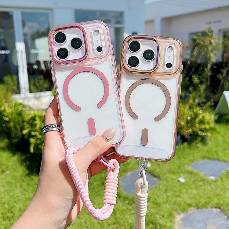 For iPhone 17 Pro MagSafe Magnetic Clear Phone Case with Wrist Strap(White) - iPhone 17 Pro Cases by buy2fix | Online Shopping UK | buy2fix