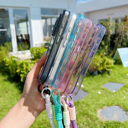 For iPhone 17 Pro MagSafe Magnetic Clear Phone Case with Wrist Strap(Blue) - iPhone 17 Pro Cases by buy2fix | Online Shopping UK | buy2fix