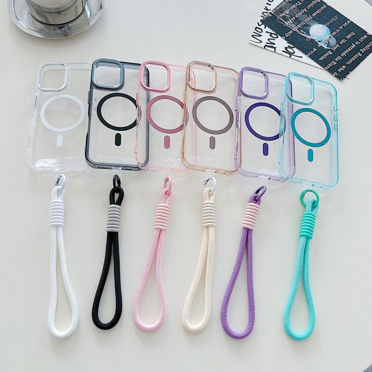 For iPhone 17 MagSafe Magnetic Clear Phone Case with Wrist Strap(Pink) - iPhone 17 Cases by buy2fix | Online Shopping UK | buy2fix