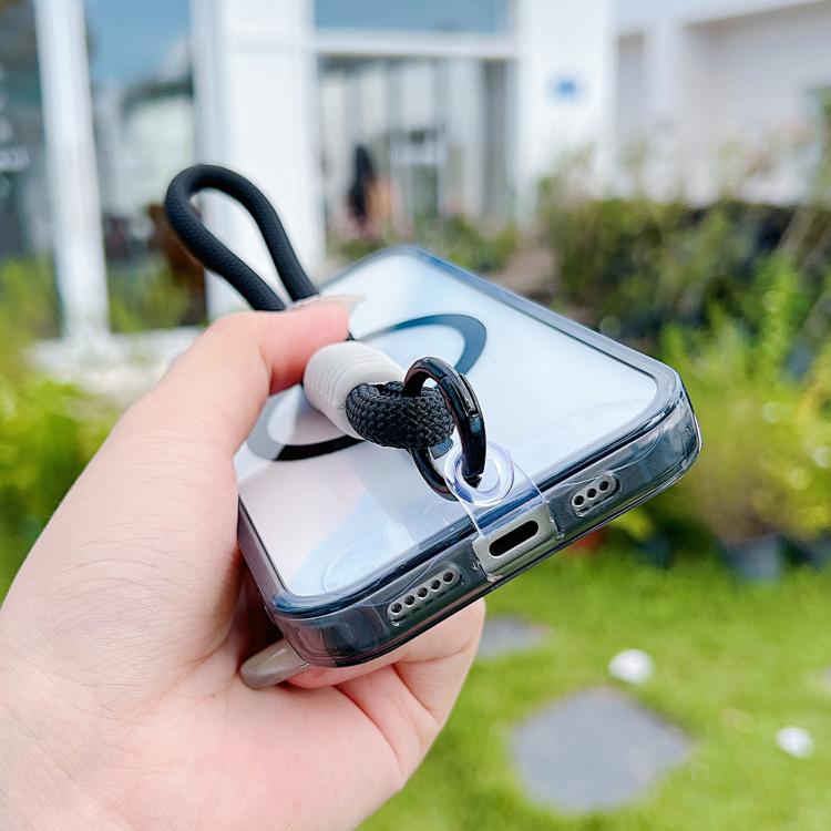 For iPhone 17 MagSafe Magnetic Clear Phone Case with Wrist Strap(Blue) - iPhone 17 Cases by buy2fix | Online Shopping UK | buy2fix