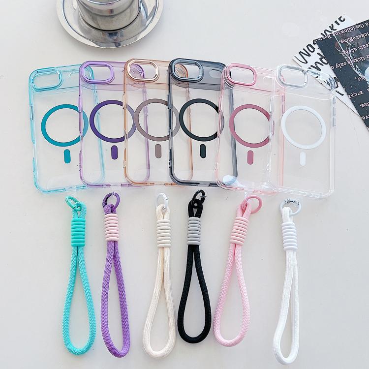 For iPhone Air MagSafe Magnetic Clear Phone Case with Wrist Strap(White) - iPhone Air Cases by buy2fix | Online Shopping UK | buy2fix