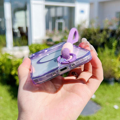 For iPhone Air MagSafe Magnetic Clear Phone Case with Wrist Strap(Black) - iPhone Air Cases by buy2fix | Online Shopping UK | buy2fix