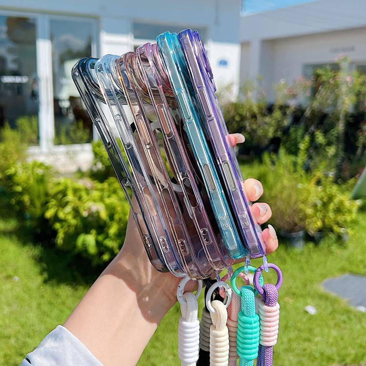 For iPhone Air MagSafe Magnetic Clear Phone Case with Wrist Strap(Black) - iPhone Air Cases by buy2fix | Online Shopping UK | buy2fix