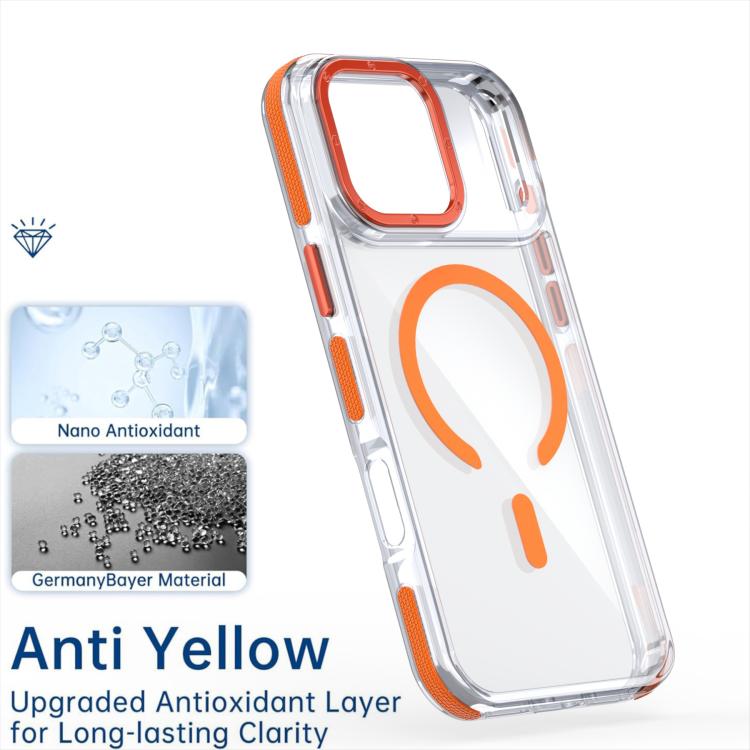 For iPhone 17 Pro Max Dual-Color Clear Acrylic Hybrid TPU MagSafe Phone Case(Orange) - iPhone 17 Pro Max Cases by buy2fix | Online Shopping UK | buy2fix
