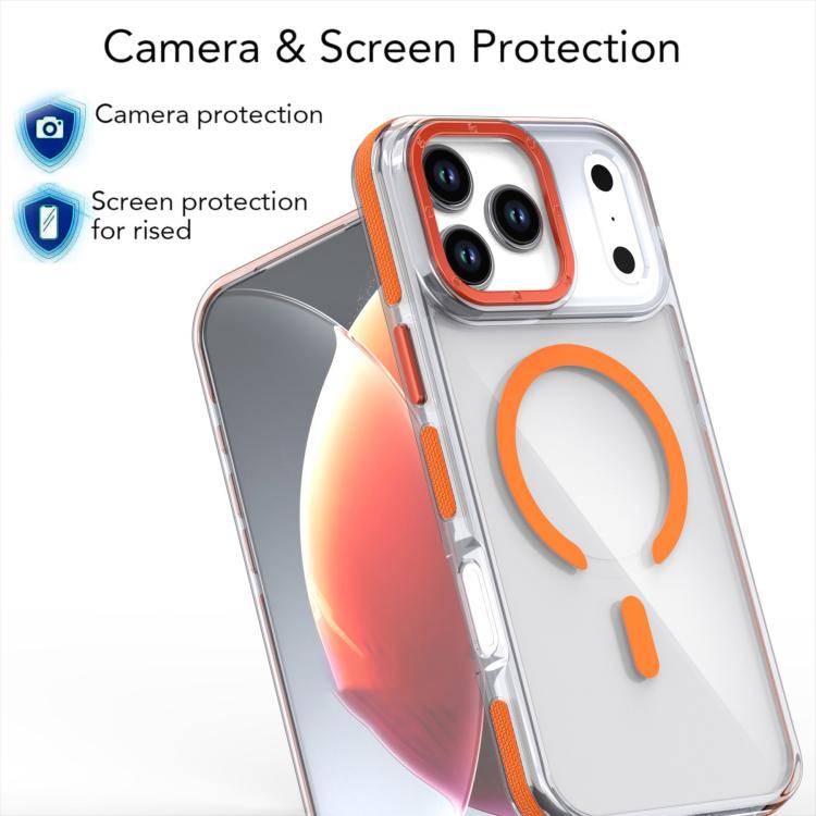For iPhone 17 Pro Max Dual-Color Clear Acrylic Hybrid TPU MagSafe Phone Case(Orange) - iPhone 17 Pro Max Cases by buy2fix | Online Shopping UK | buy2fix