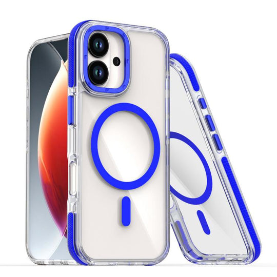 For iPhone 17 Dual-Color Clear Acrylic Hybrid TPU MagSafe Phone Case(Blue)