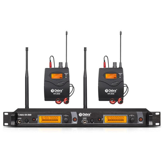 DEBRA ER-2040 Professional Stage Wireless Audio Return Monitoring System with Two Receivers(EU Plug) - Microphone by DEBRA | Online Shopping UK | buy2fix