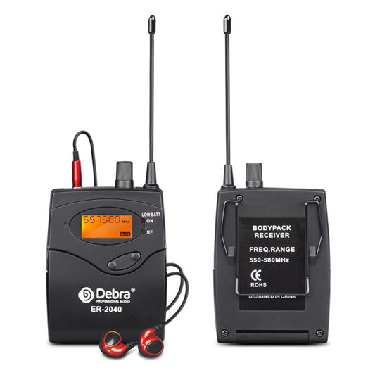 DEBRA ER-2040 Professional Stage Wireless Audio Return Monitoring System with Two Receivers(EU Plug) - Microphone by DEBRA | Online Shopping UK | buy2fix