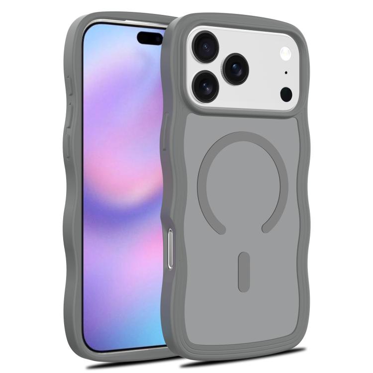 For iPhone 17 Pro Skin Feel Wave Texture MagSafe Phone Case(Grey) - iPhone 17 Pro Cases by buy2fix | Online Shopping UK | buy2fix